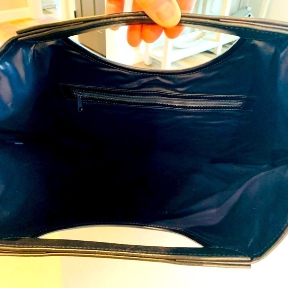 VINTAGE Celine Jacquard C Fabric & Leather Handbag Tote - Picture 8 of 15